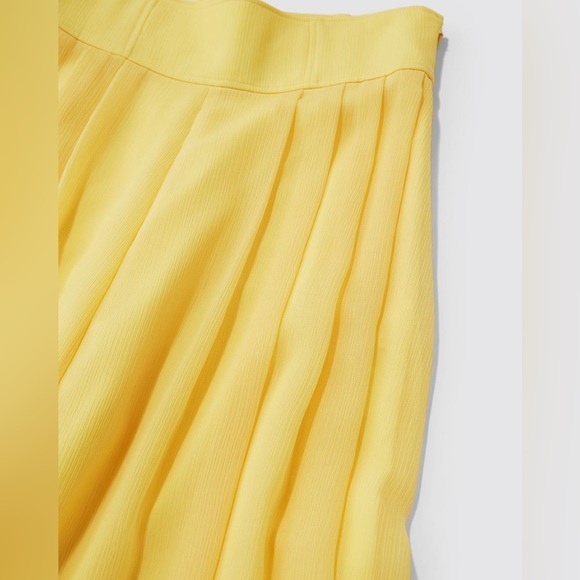 ADEAM Intermix “Parade” chiffon wide leg palazzo pants in dandelion yellow 8 - Picture 3 of 10